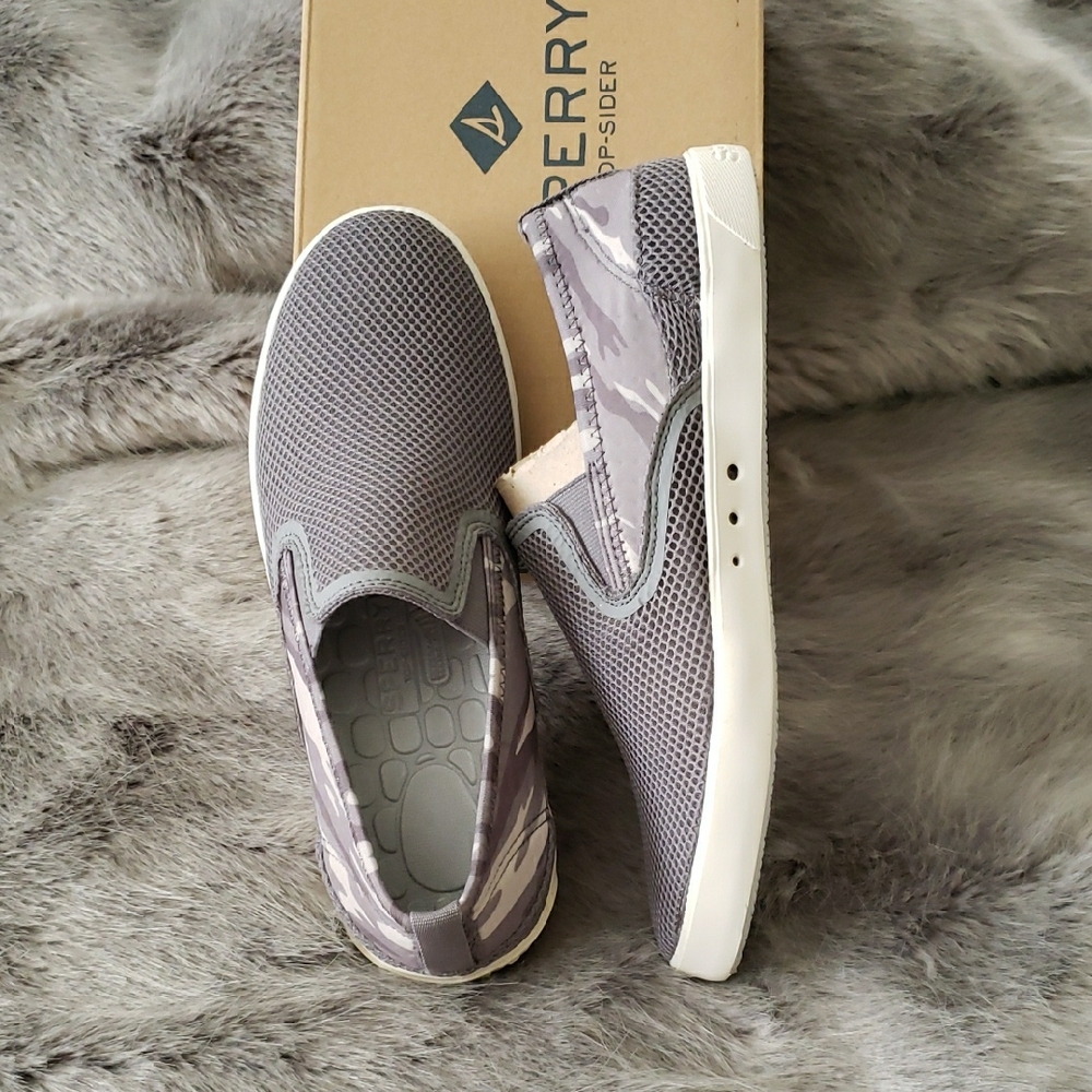 Sperry Gray Women's Maritime Mesh Slip-On Sneakers NEW - Picture 2 of 6